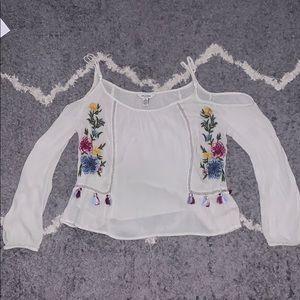 Off Shoulder White Long Sleeve